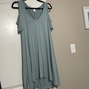 Light teal off the shoulder dress